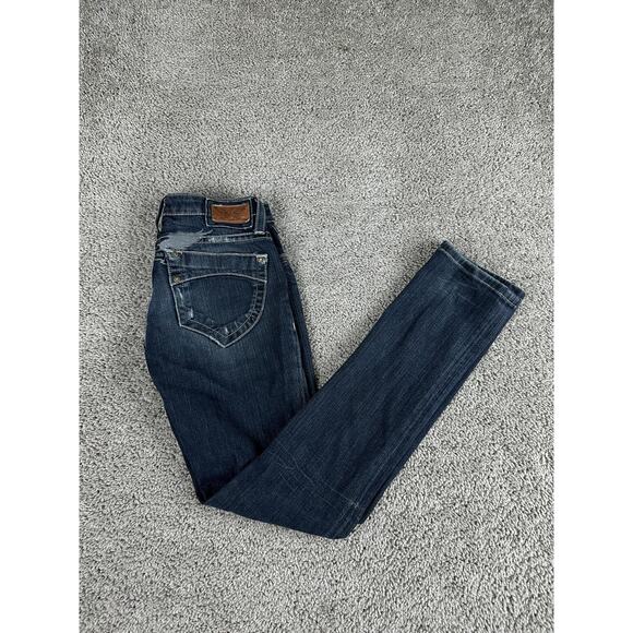 Robins Jean Jeans Womens 26 Blue Bardot Slim Straight Dark Wash Denim Made USA - Picture 1 of 16